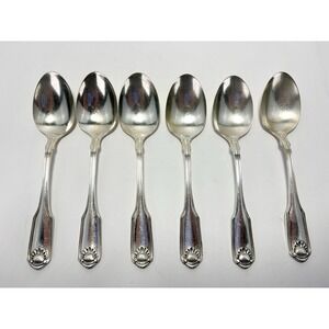 Oneida Community Cube Silver Shell 1978 Silverplate Soup Spoons Set of 6 Good